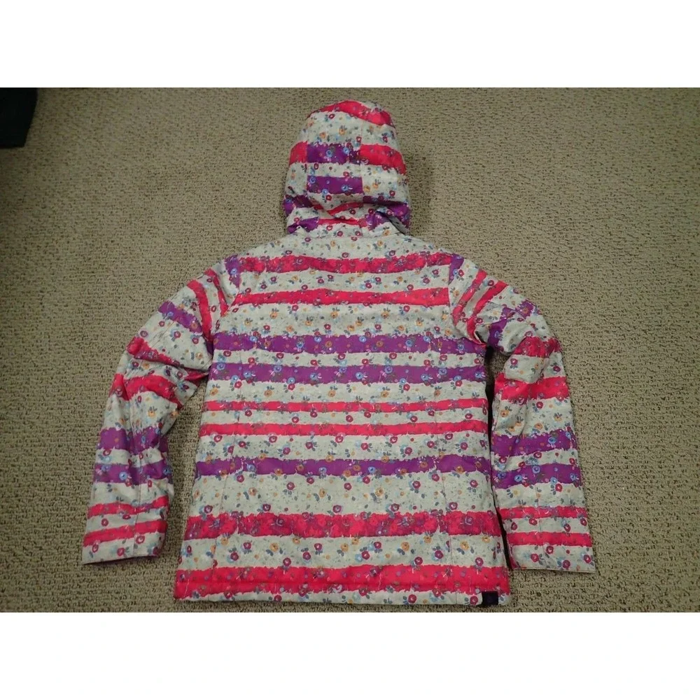 Roxy Snow Jacket Girls XL 16 Pink Purple Floral Stripe Excellent 10K‎ DryFlight